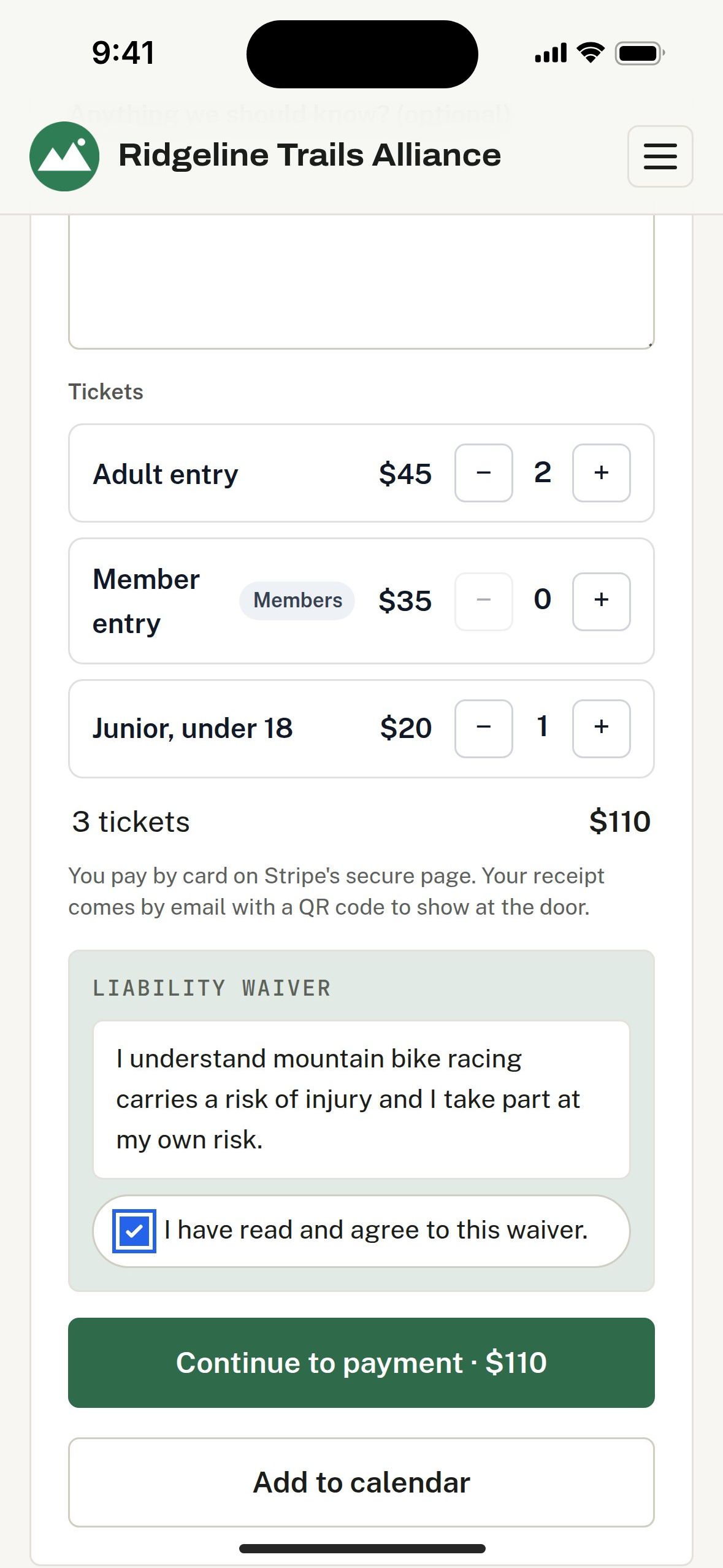 Buying event tickets on the organization's own website
